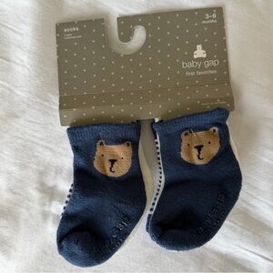 GAP Baby Bear Face Socks - Navy and Tan (NWT)